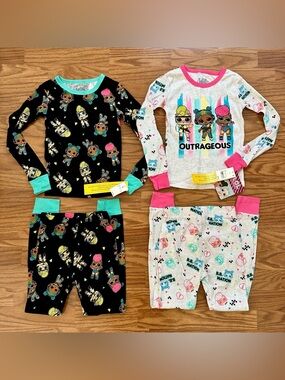 LOL Surprise 4pc 100% Cotton Pajamas Set Girls Size 8 Long Sleeve Black Pink NWT
